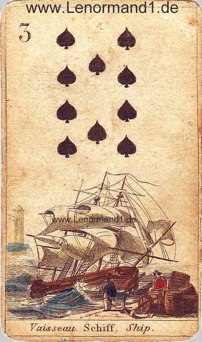 Das Schiff antike Lenormand Tageskarte heute