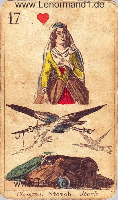 Der Storch antike Lenormand Tageskarte heute