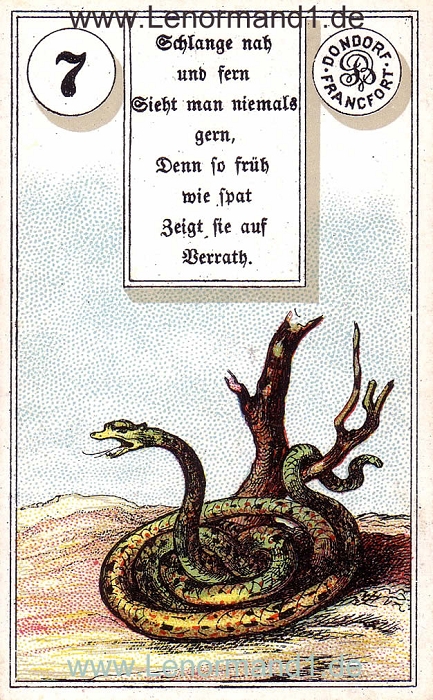 Die Schlange von dem antiken Dondorf Lenormand mit Versen