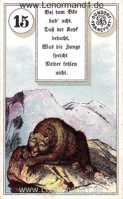 Der Bär von dem antiken Dondorf Lenormand mit Versen