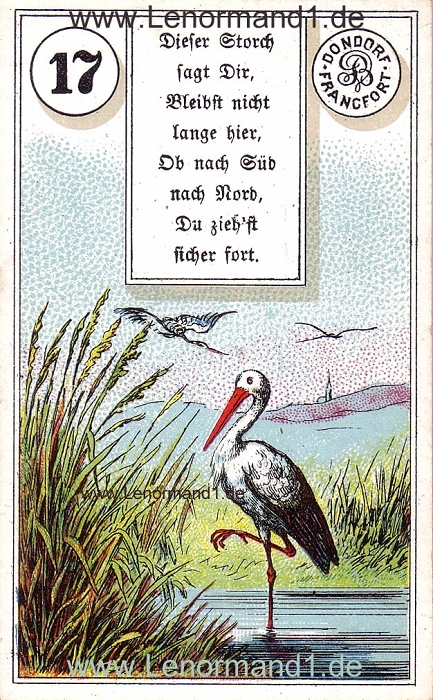 Der Storch von dem antiken Dondorf Lenormand mit Versen