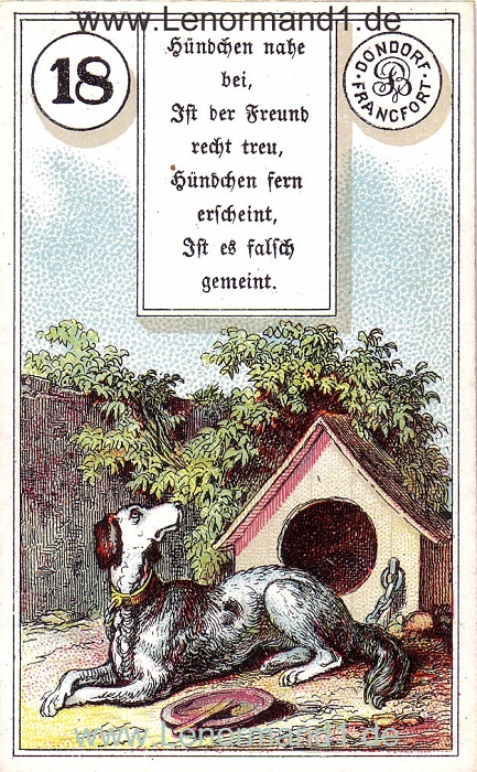 Der Hund von dem antiken Dondorf Lenormand mit Versen