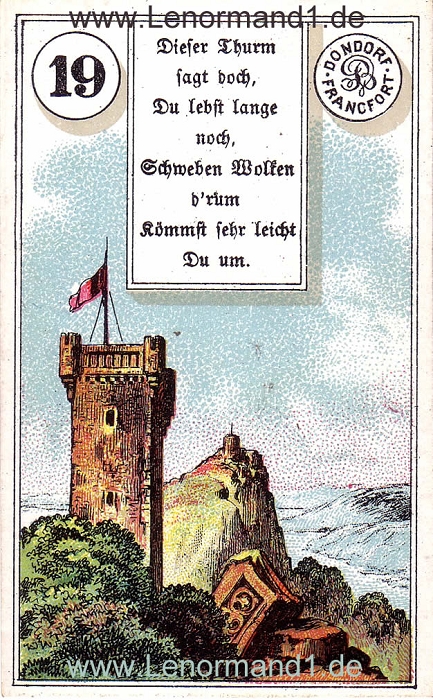 Der Turm von dem antiken Dondorf Lenormand mit Versen