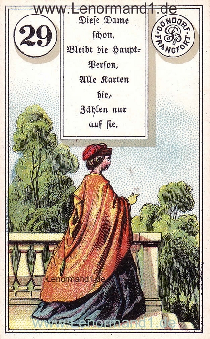 Die Dame Dondorf Verse Lenormand Tageskarte heute
