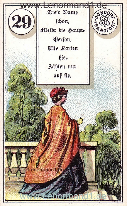 Die Dame von dem antiken Dondorf Lenormand mit Versen