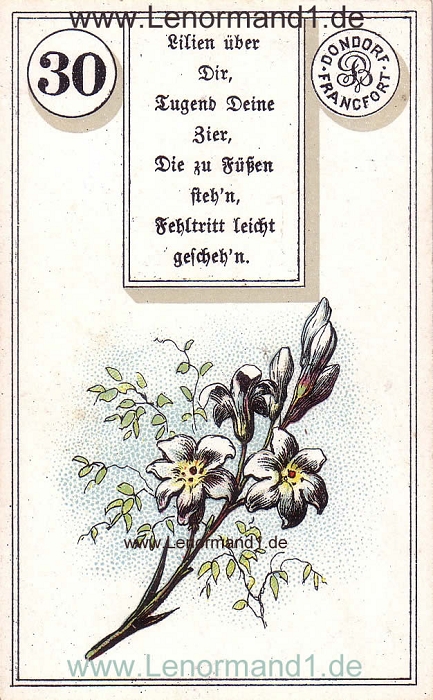 Die Lilie von dem antiken Dondorf Lenormand mit Versen