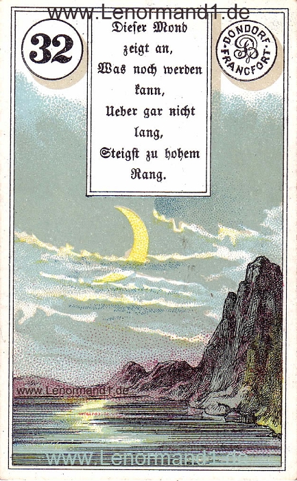 Der Mond von dem antiken Dondorf Lenormand mit Versen
