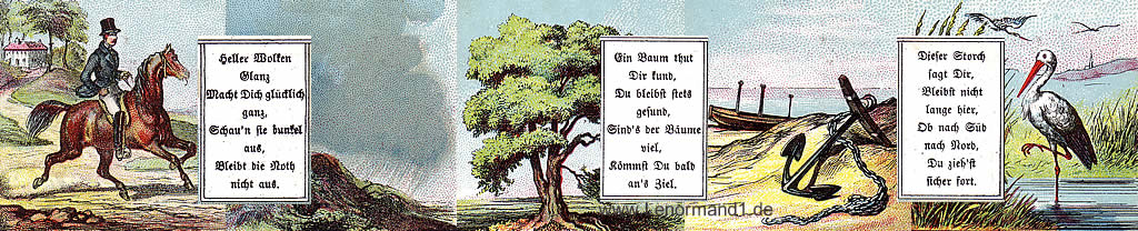 Bedeutung der antiken Dondorf Lenormandkarten mit Versen