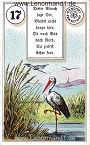 Storch von den antiken Dondorf Lenormandkarten mit Versen