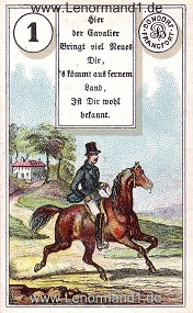 Reiter, antikes Dondorf Lenormand mit Versen