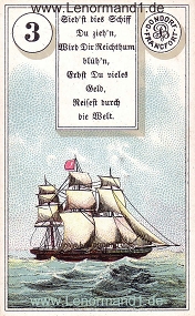 Schiff, antikes Dondorf Lenormand mit Versen