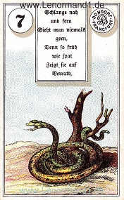 Schlange, antikes Dondorf Lenormand mit Versen