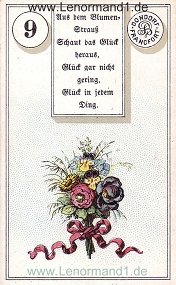 Blumen, antikes Dondorf Lenormand mit Versen