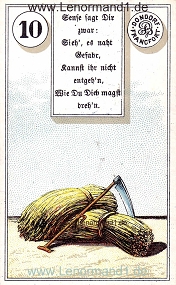 Sense, antikes Dondorf Lenormand mit Versen