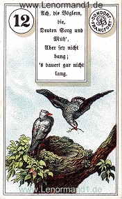 Vgel, antikes Dondorf Lenormand mit Versen