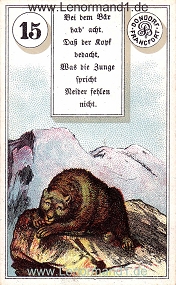 Bär, antikes Dondorf Lenormand mit Versen