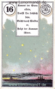 Sterne, antikes Dondorf Lenormand mit Versen