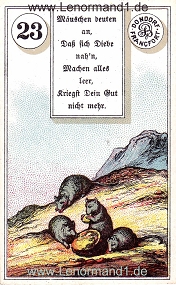 Mäuse, antikes Dondorf Lenormand mit Versen