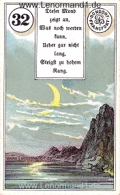 Mond, antikes Dondorf Lenormand mit Versen