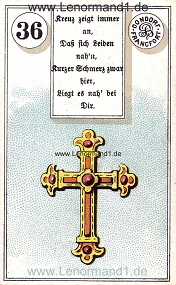 Kreuz, antikes Dondorf Lenormand mit Versen